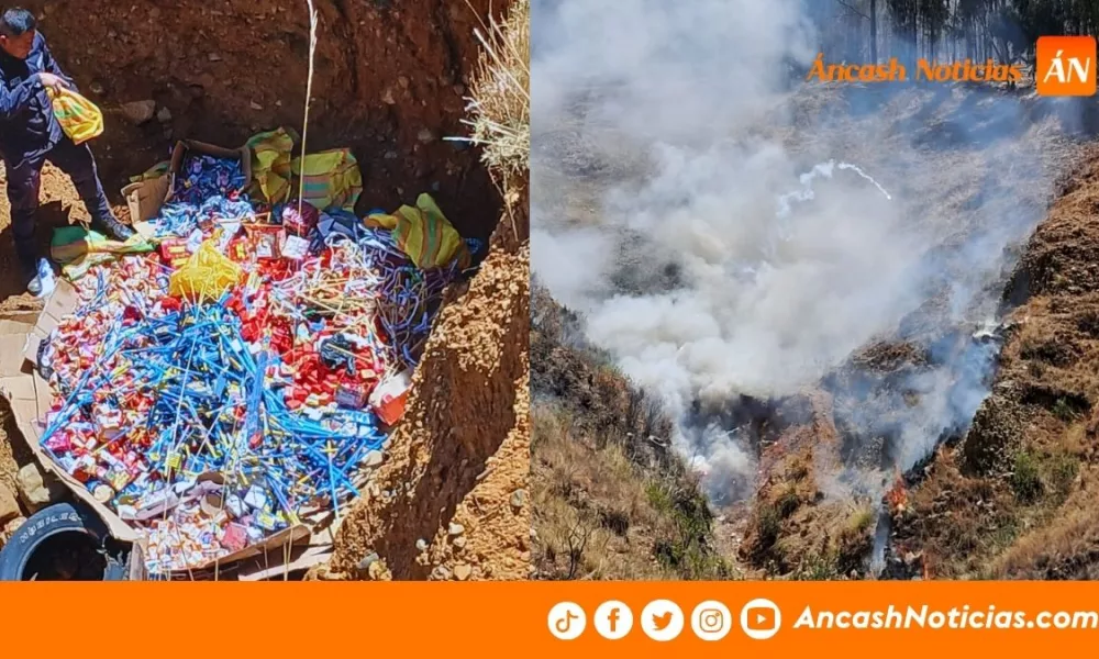 Destrucción masiva de pirotecnia ilegal en Huaraz