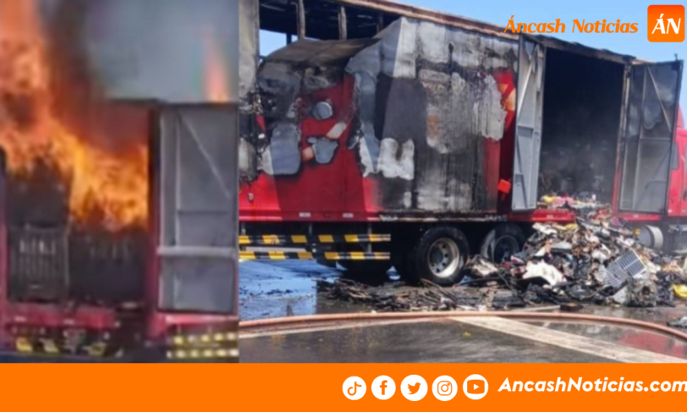 Incendio de camión de Shalom genera pérdidas materiales en la vía de evitamiento de Chimbote
